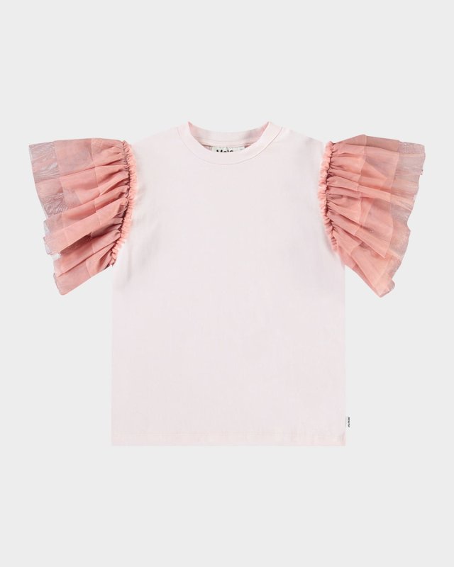 Girl's Robyn Tulle Short-Sleeve T-Shirt, Size 4-
